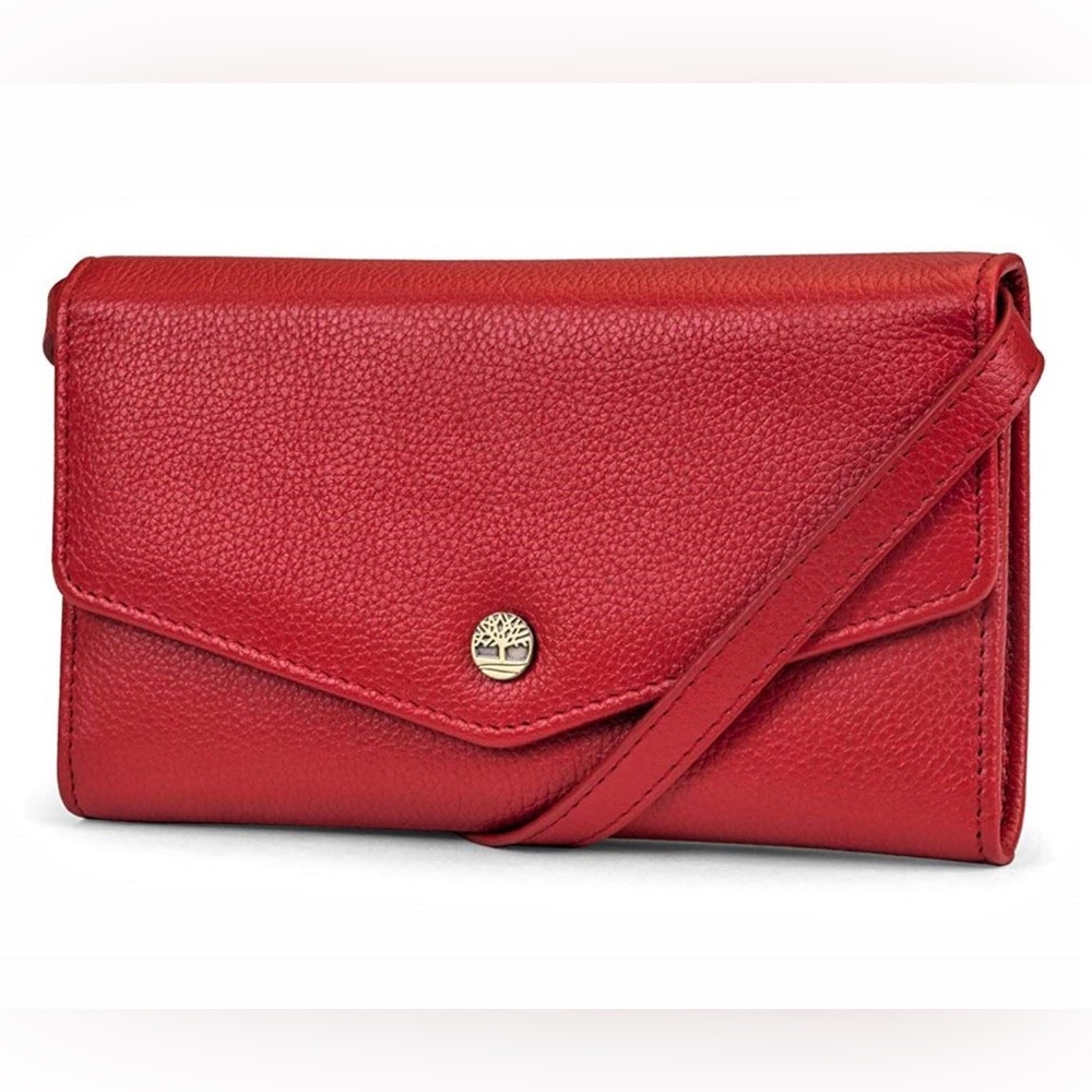 Timberland Cherry Red Leather Crossbody Phone‎ Wallet NWT